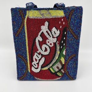 NWOT Stunning Fully Beaded Coca Cola Bag